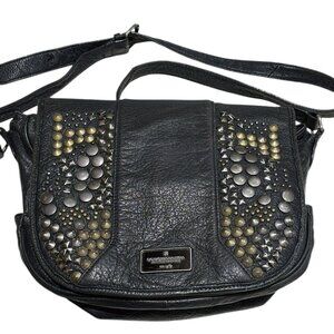 BCBGMaxAzria Black Studded Messenger Crossbody Bag